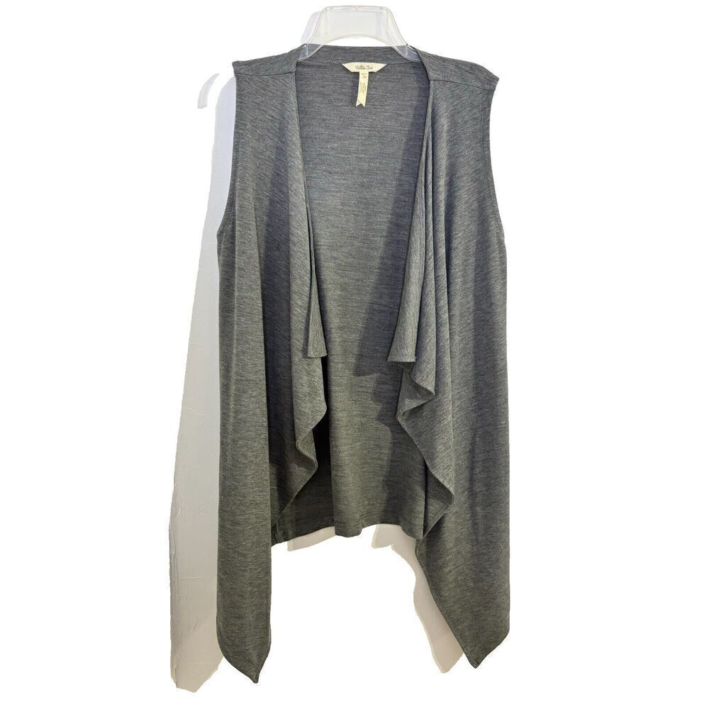 Matilda‎ Jane Women's Waterfall Vest Sweater Small Gray Open Sleeveless Pockets